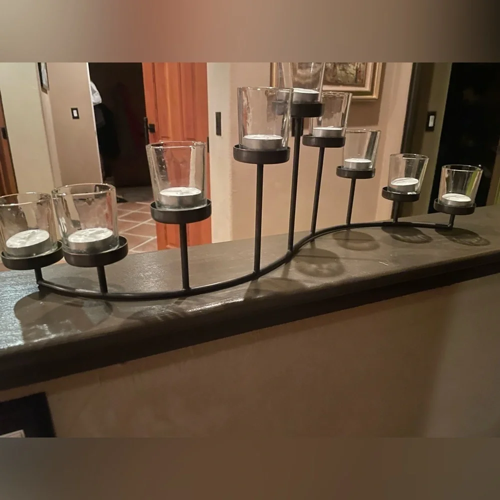 Metal candle opera with glass votives